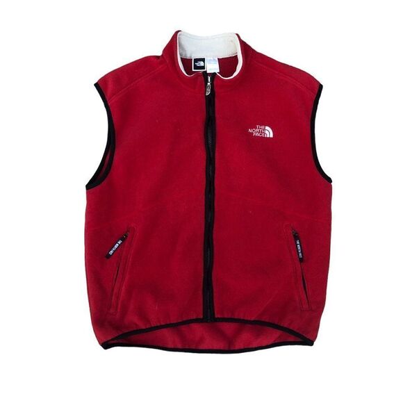 Vintage The North Face Fleece Jacket Vest Red Large - Picture 5 of 12
